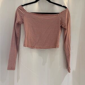 Lovers & friends. Striped Off-Shoulder Long Sleeve Top